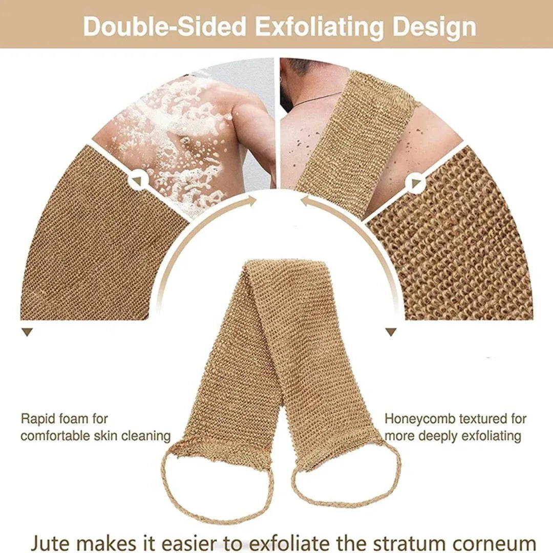 Jute Back Scrubber Exfoliating Loofah Back Strap Kit