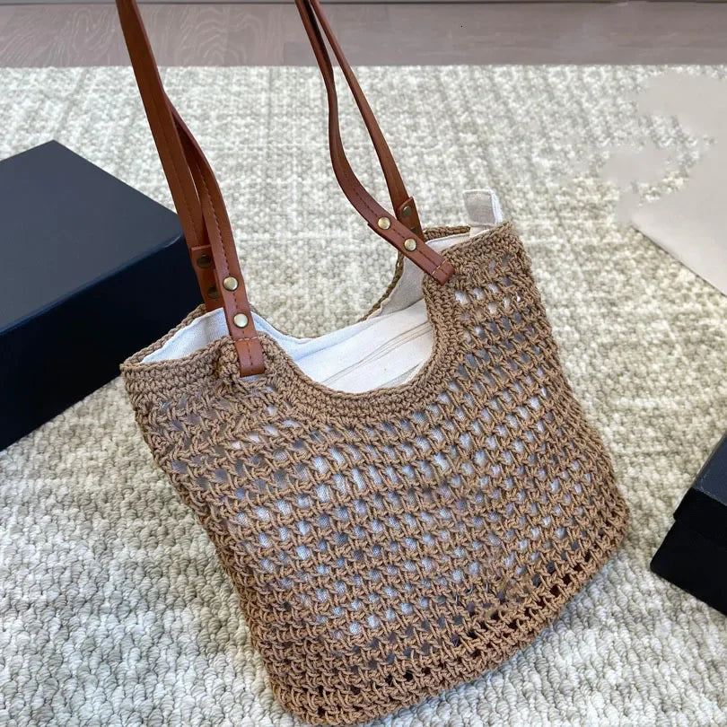 WKwk Icare Maxi Tote Evening Handbag Raffia Embroidered Straw