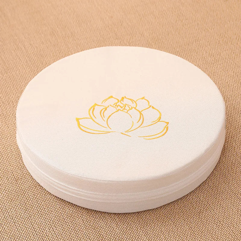 Meditation Linen Cushion Lotus Texture Backrest Pillow
