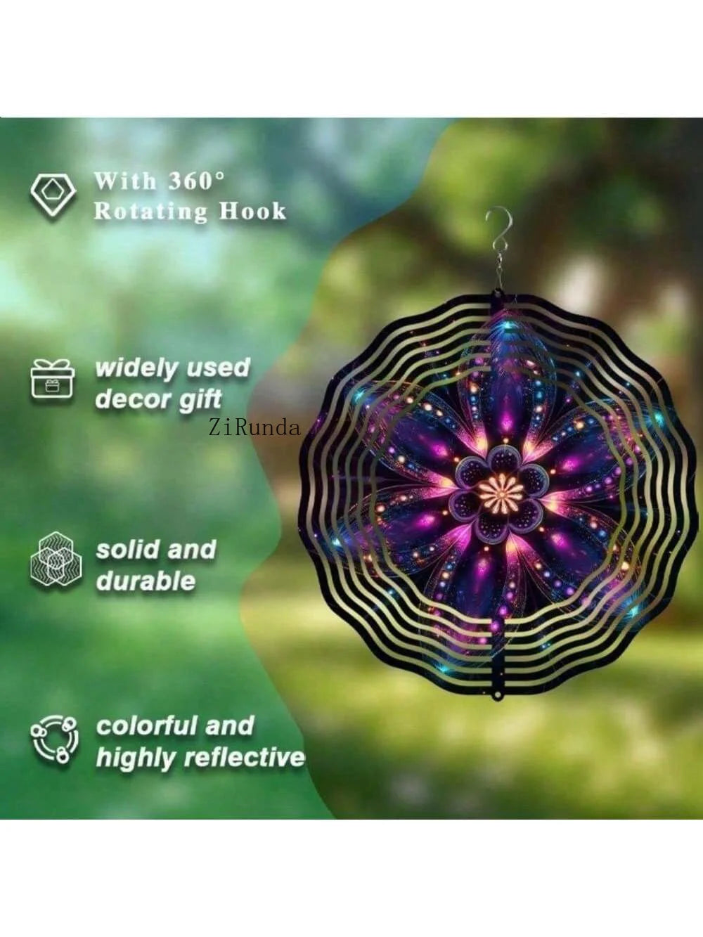 Mandala Solar Wind Spinner With LED Lights For Outdoor Garden
