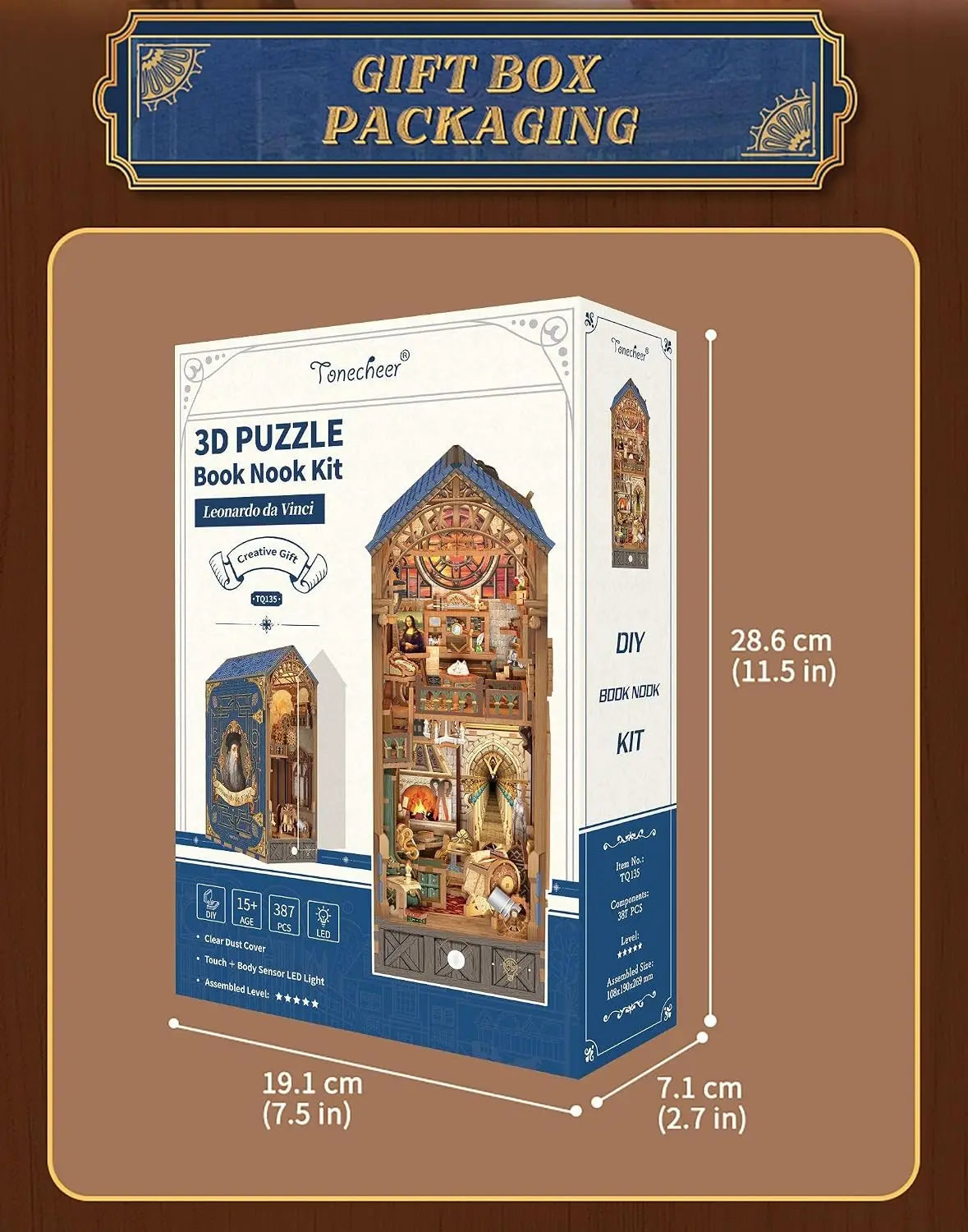Shxi DIY Book Nook Wooden Miniature Dollhouse Shelf Insert