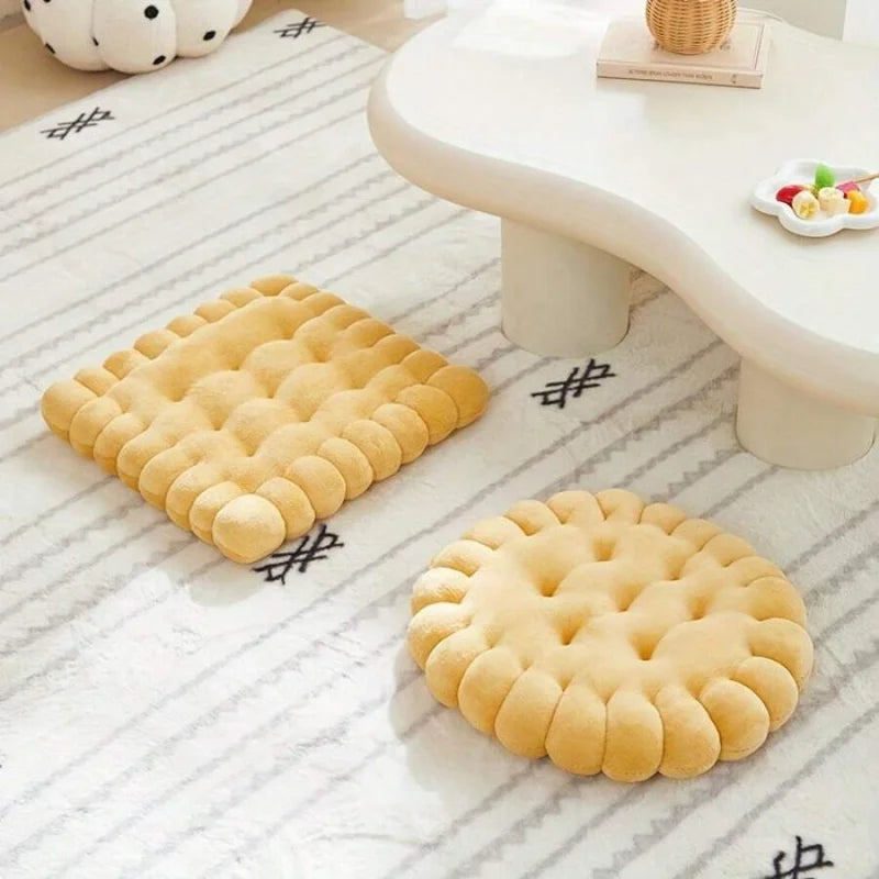 Biscuit Shaped Meditation Cushion Breathable Cotton Floor Pillow