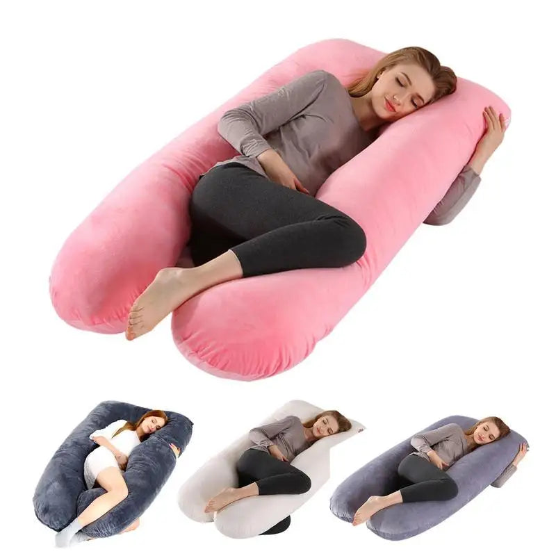 U-Shaped Full Body Pillow With Removable Cover For Side Sleepers