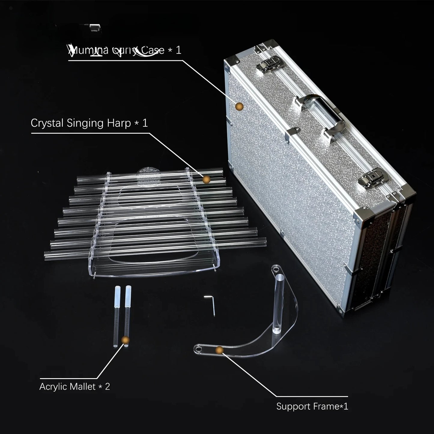 CVNC 432Hz Clear Quartz Crystal Singing Harp 8 Tubes