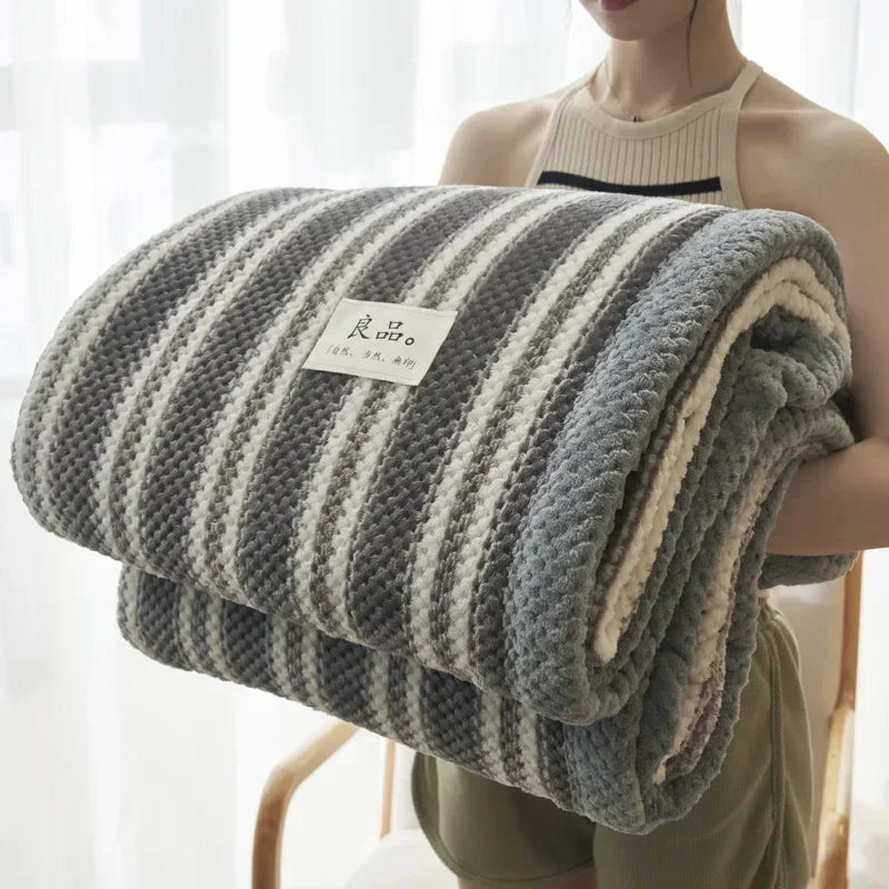 Knit Chenille Blanket Throw Machine Washable For Couch