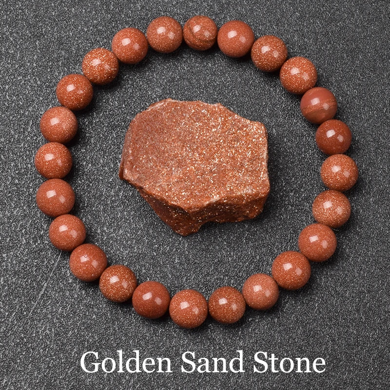 QLDDDstar Natural Golden Obsidian Stone Beaded Bracelet For Men And Women