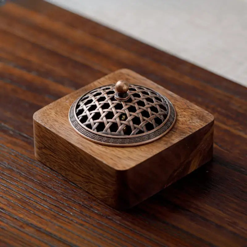Walnut Wood Incense Holder Square Hollow Burner For Home Use
