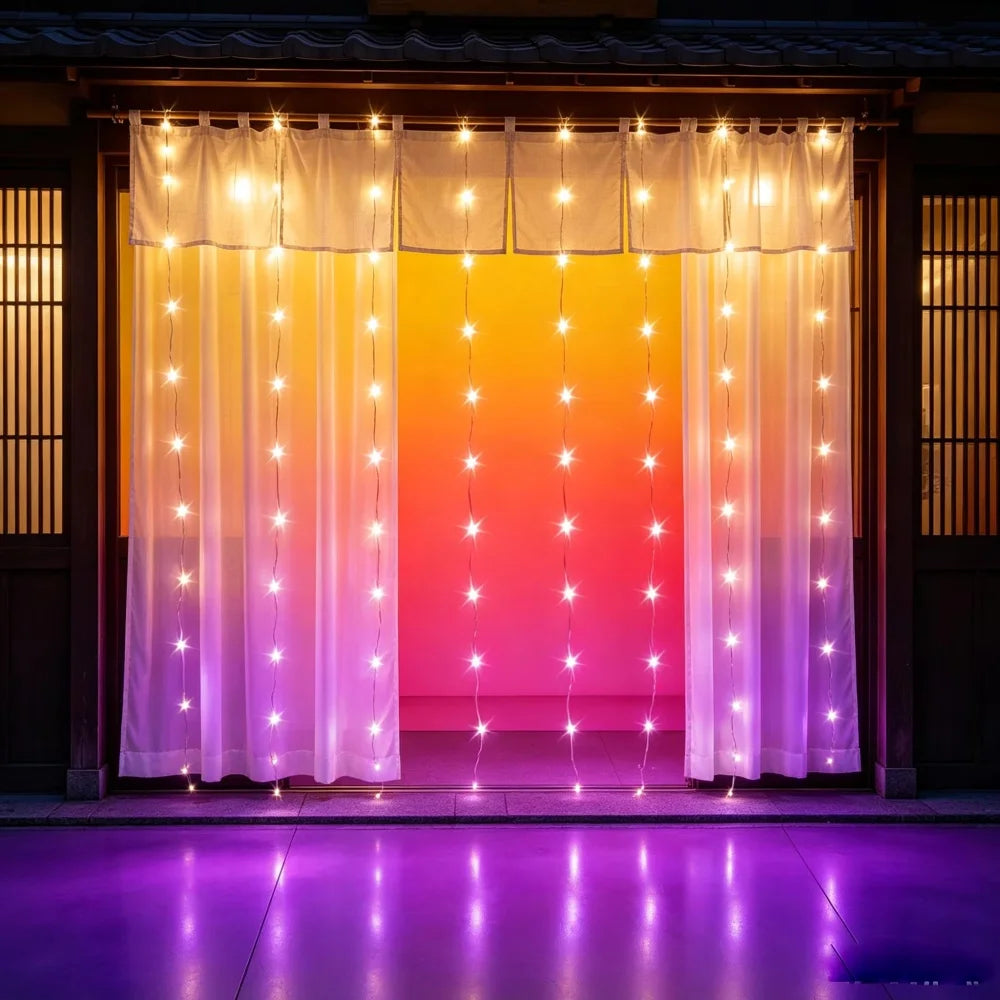 Curtains Garland Window Lights Christmas Decor USB Fairy LEDs