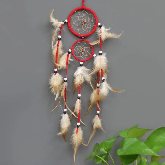 Dream Catcher Indian Wall Hanging With Brown Feathers Indoor Decor