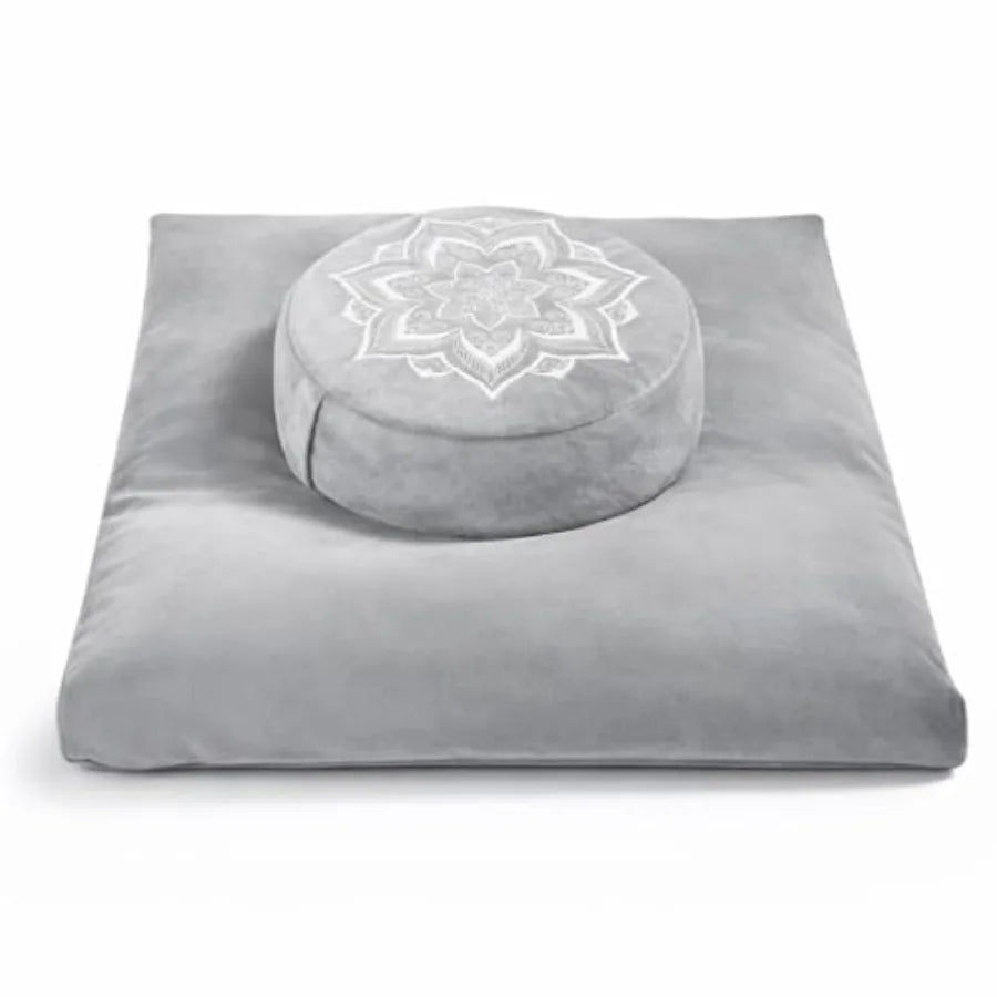 Meditation Cushion Set Zafu Zabuton Buckwheat Hull Memory Foam