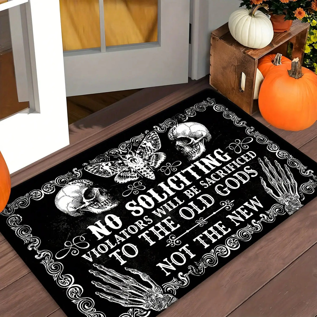 Ultra Soft Flannel Non Slip Halloween No Soliciting Door Mat