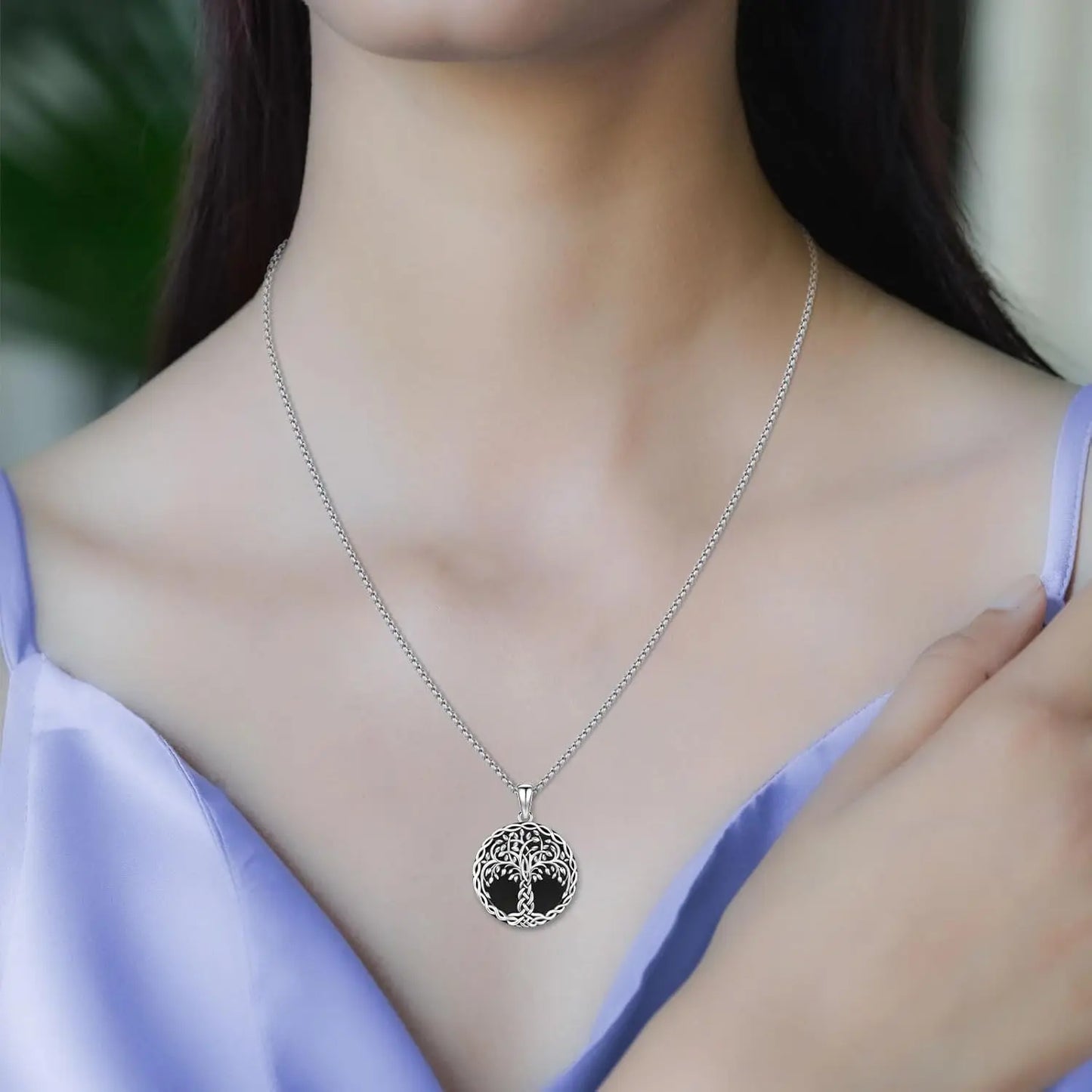 DRINSPER 925 Sterling Silver Tree Of Life Pendant Necklace