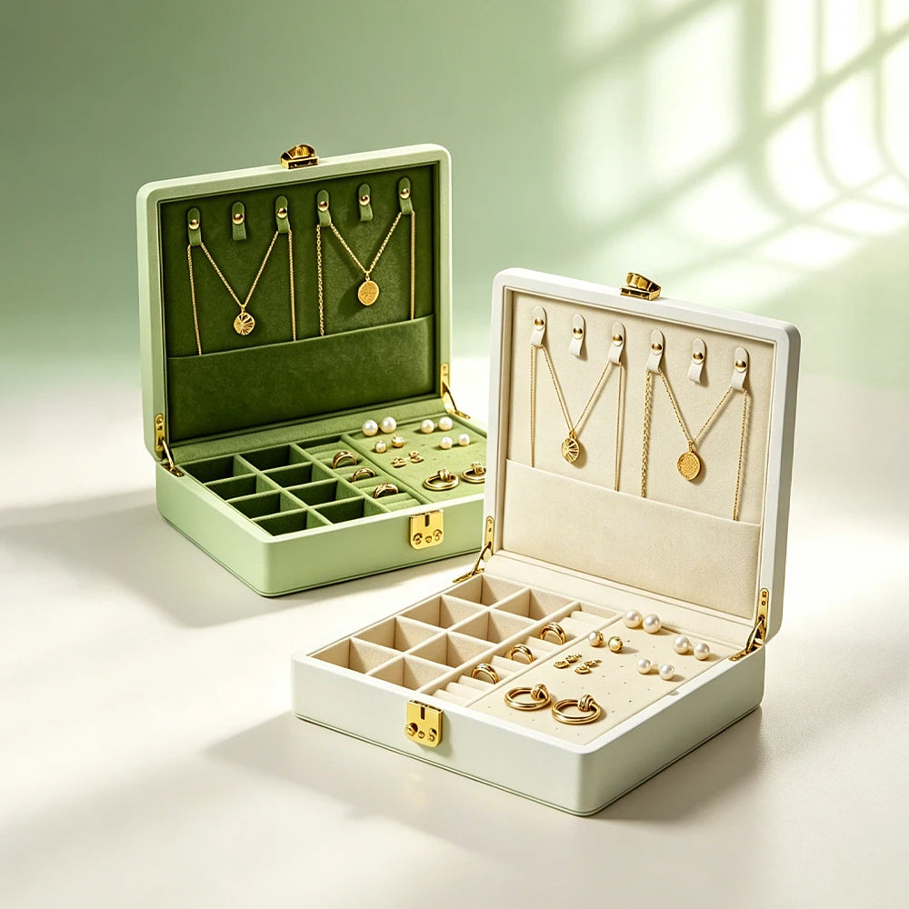 Oirlv Velvet Jewelry Box With Secure Lock And Dividers