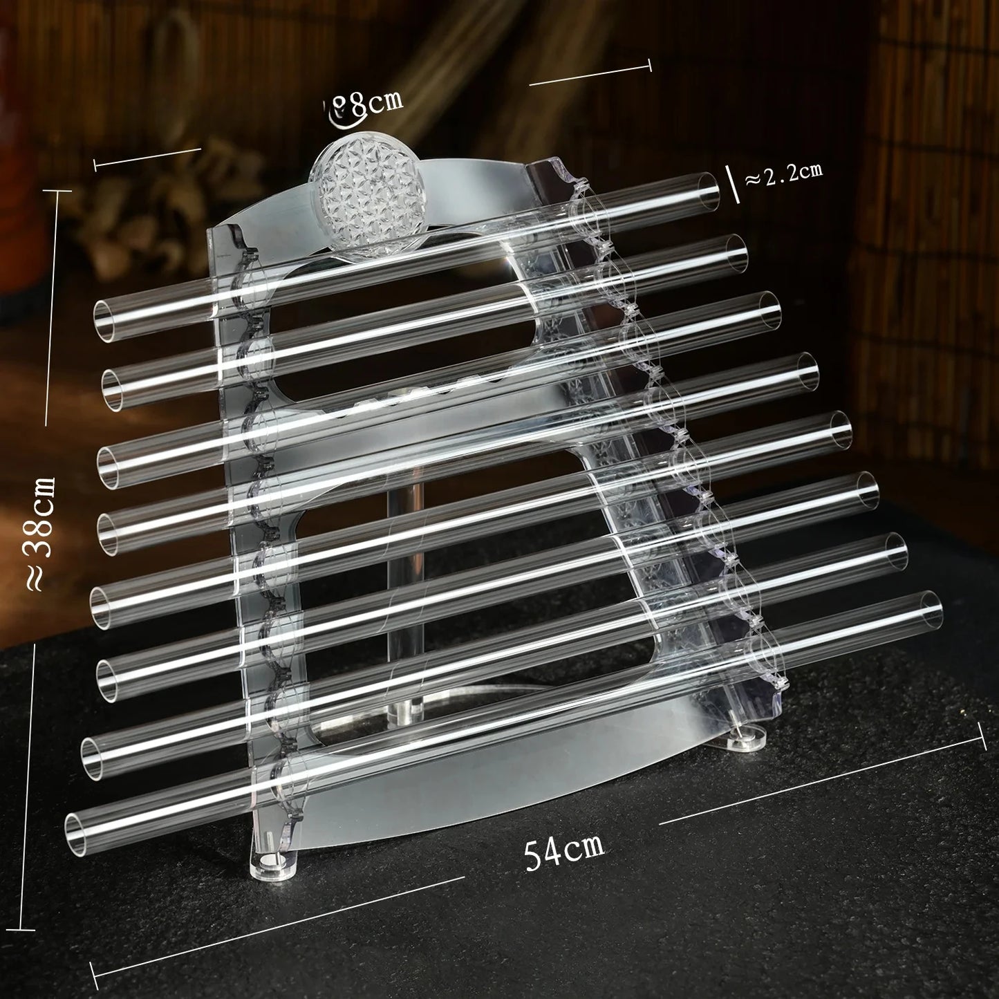 CVNC 432Hz Clear Quartz Crystal Singing Harp 8 Tubes