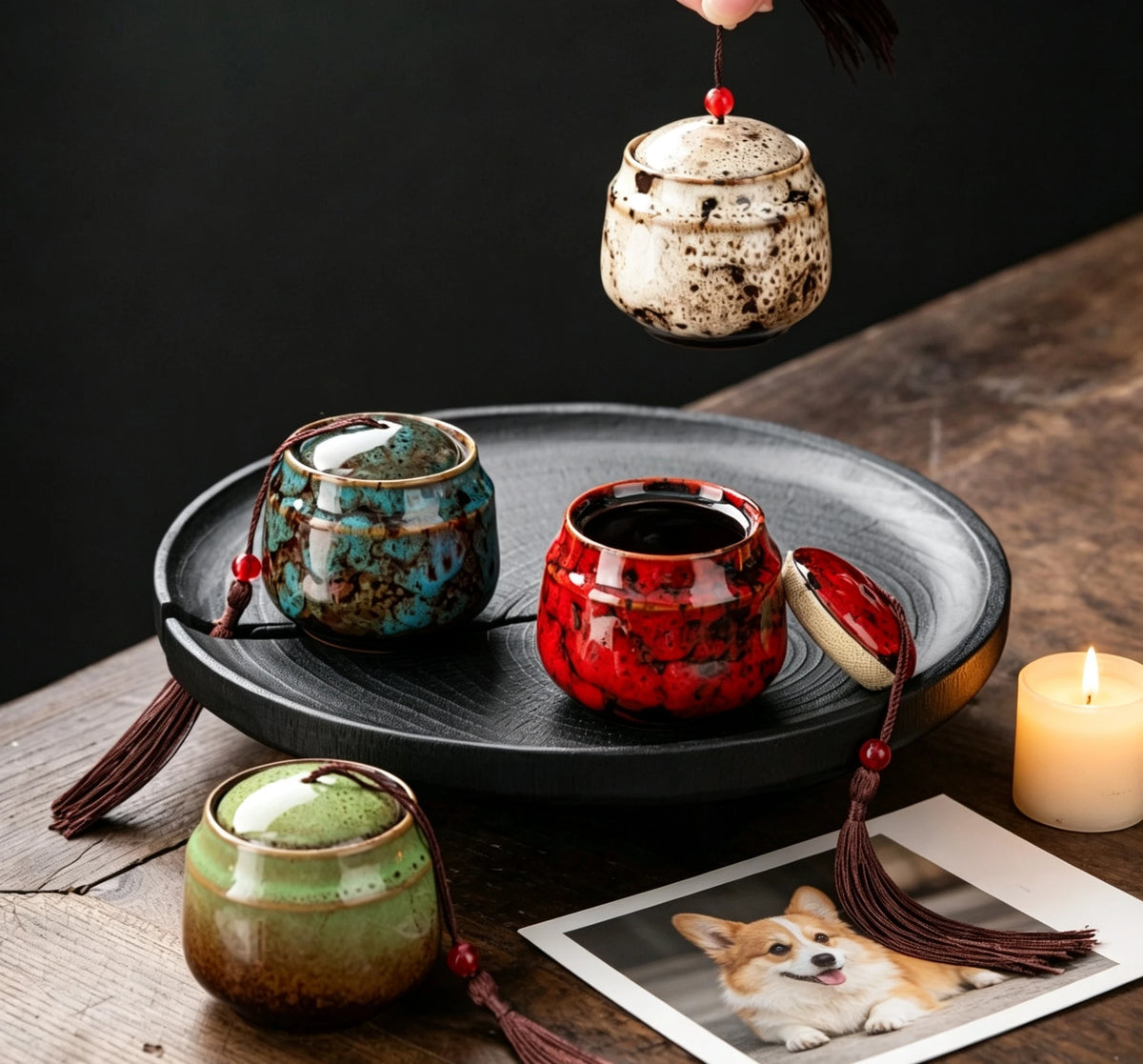 Ceramic Pet Cremation Urn Memorial Keepsake Container For Pets