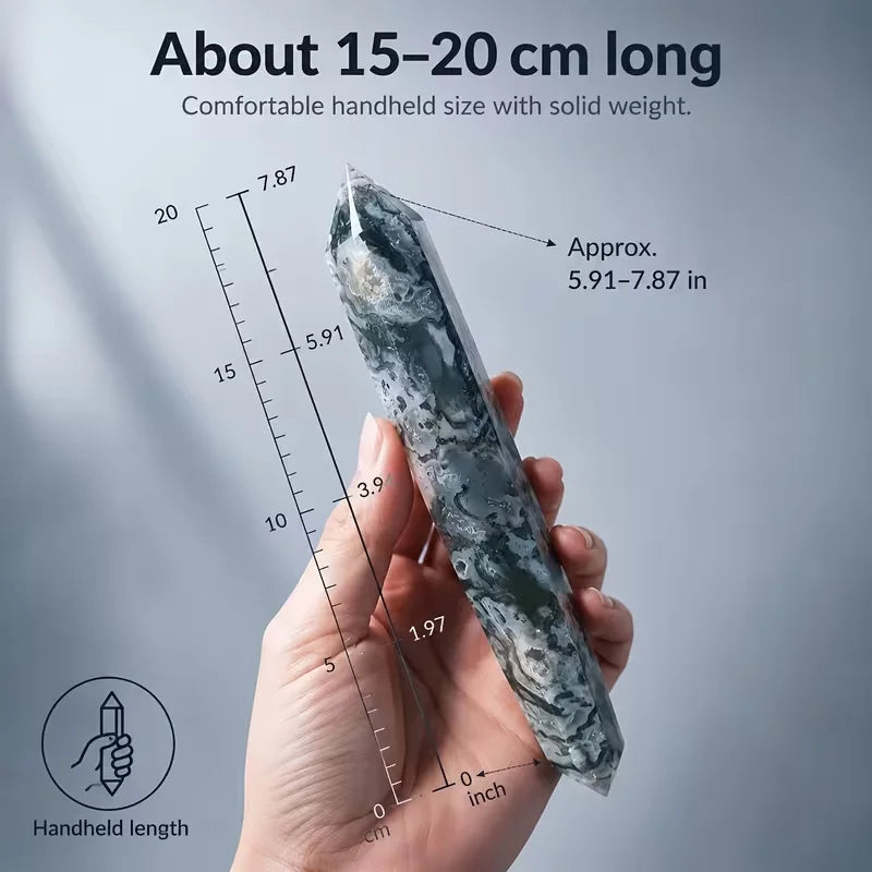 Natural Moss Agate Crystal Scepter Mineral Specimen