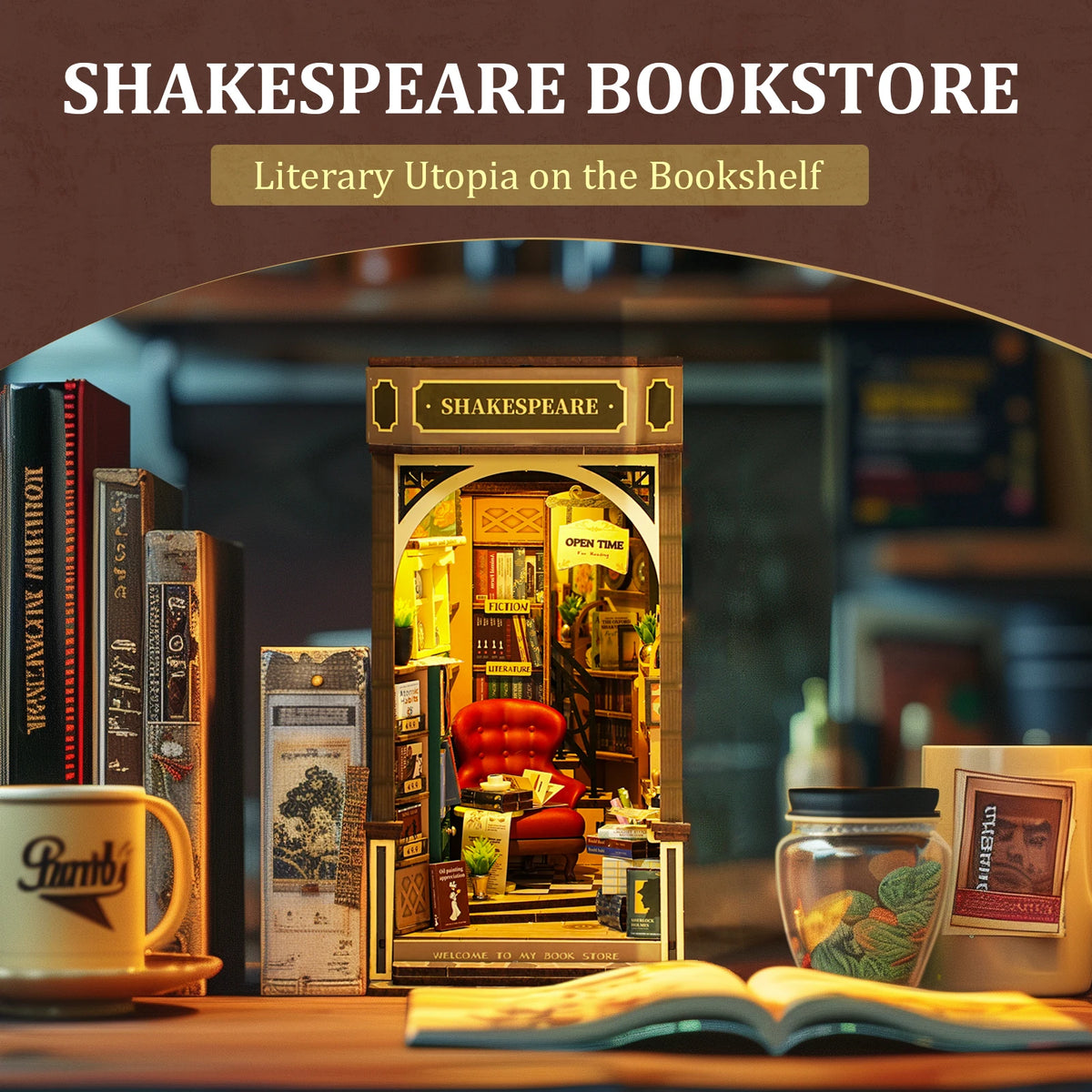 Rolife DIY Book Nook Kit Bookstore 3D Model Puzzle Gift