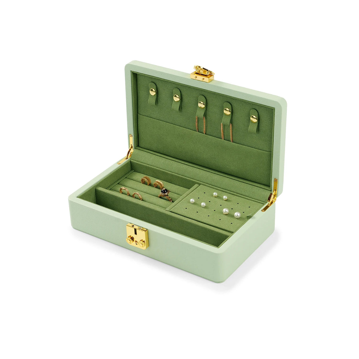 Oirlv Velvet Jewelry Box With Secure Lock And Dividers