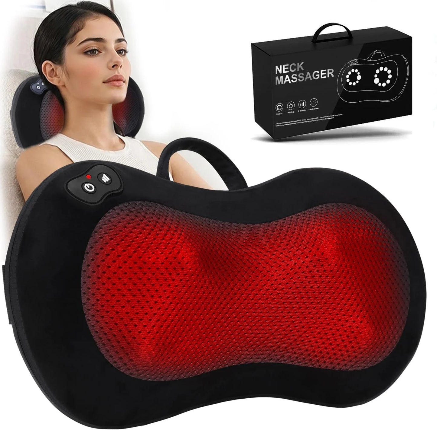 LEERCON 3D Shiatsu Neck and Back Massager Pillow With Heat