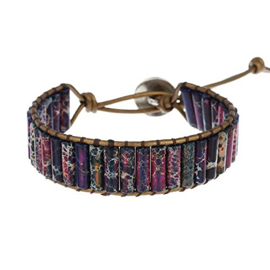Boho Handmade Natural Stone Crystal Leather Bead Wrap Bracelets Collection