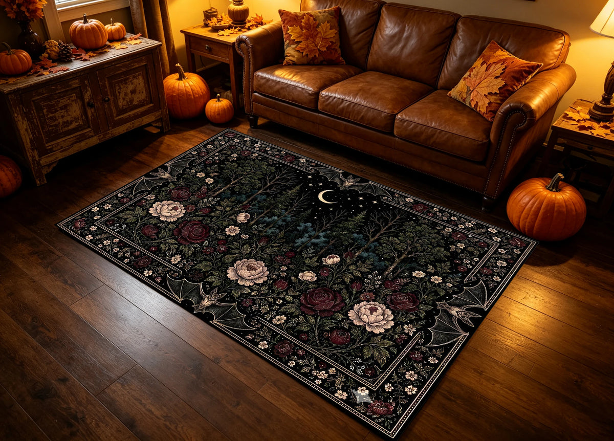 Dark Gothic Style Velvet Rug For Living Room Home Decor