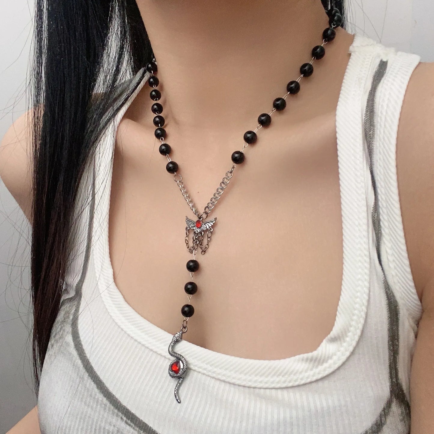 Retro Double Layer Chain Necklace Women's Bohemian Spicy Girl Vintage Long Ethnic Style Colorful Flower Beaded Sweater Chain
