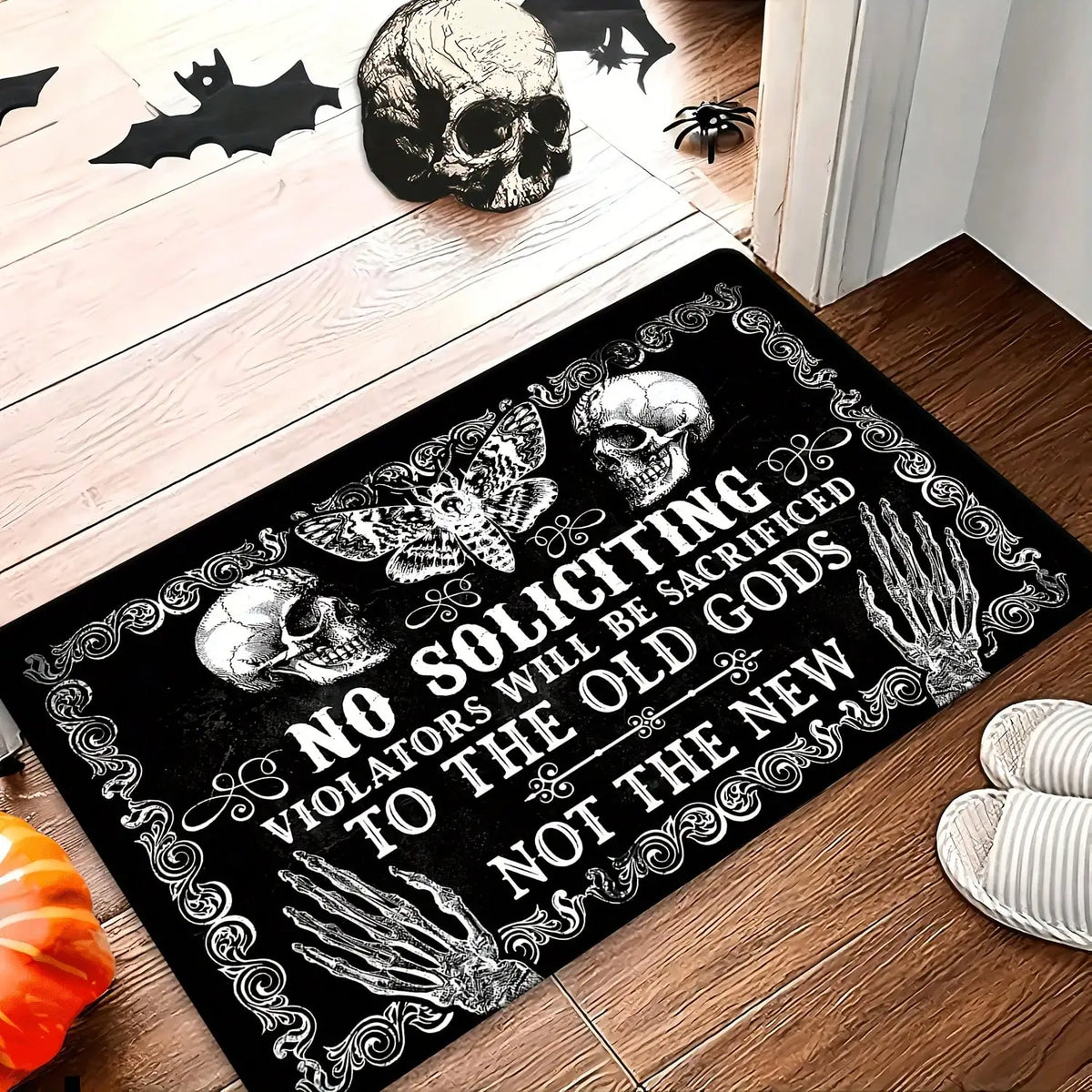 Ultra Soft Flannel Non Slip Halloween No Soliciting Door Mat