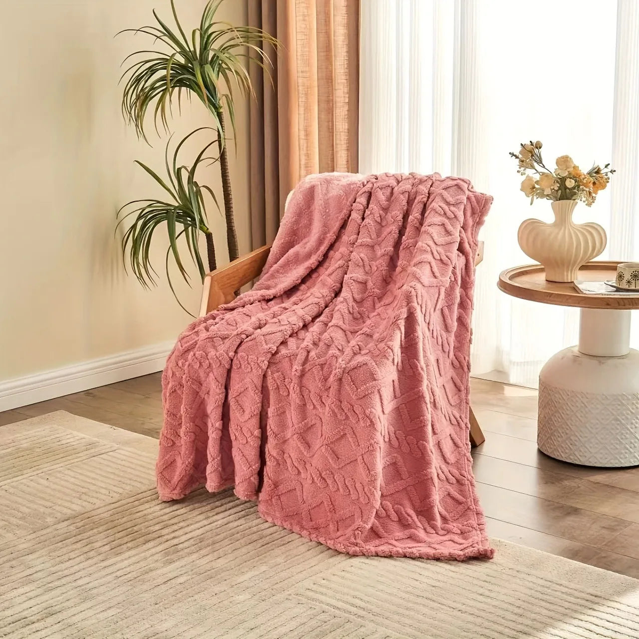 AEHOME Lamb Fleece Blanket Plush Soft Cozy Warm Throw