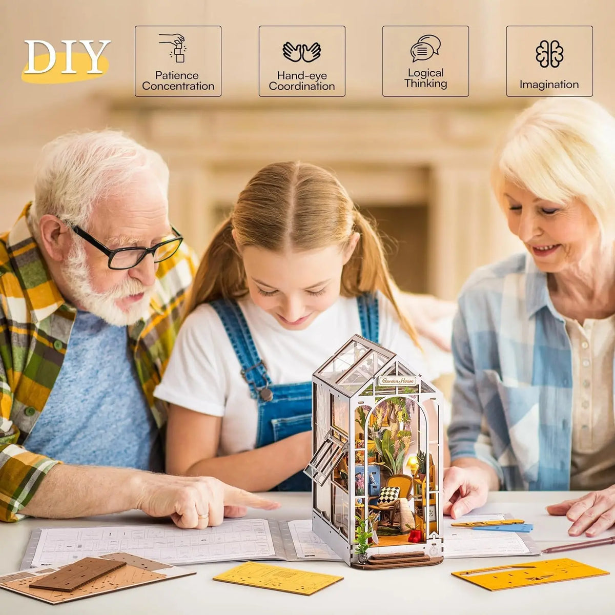 Robotime Garden Shed Book Nook Diy Kit With Led Wood Model