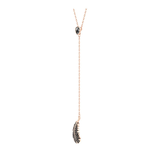 Feather Y-Drop Pendant Necklace With Zircon For Women