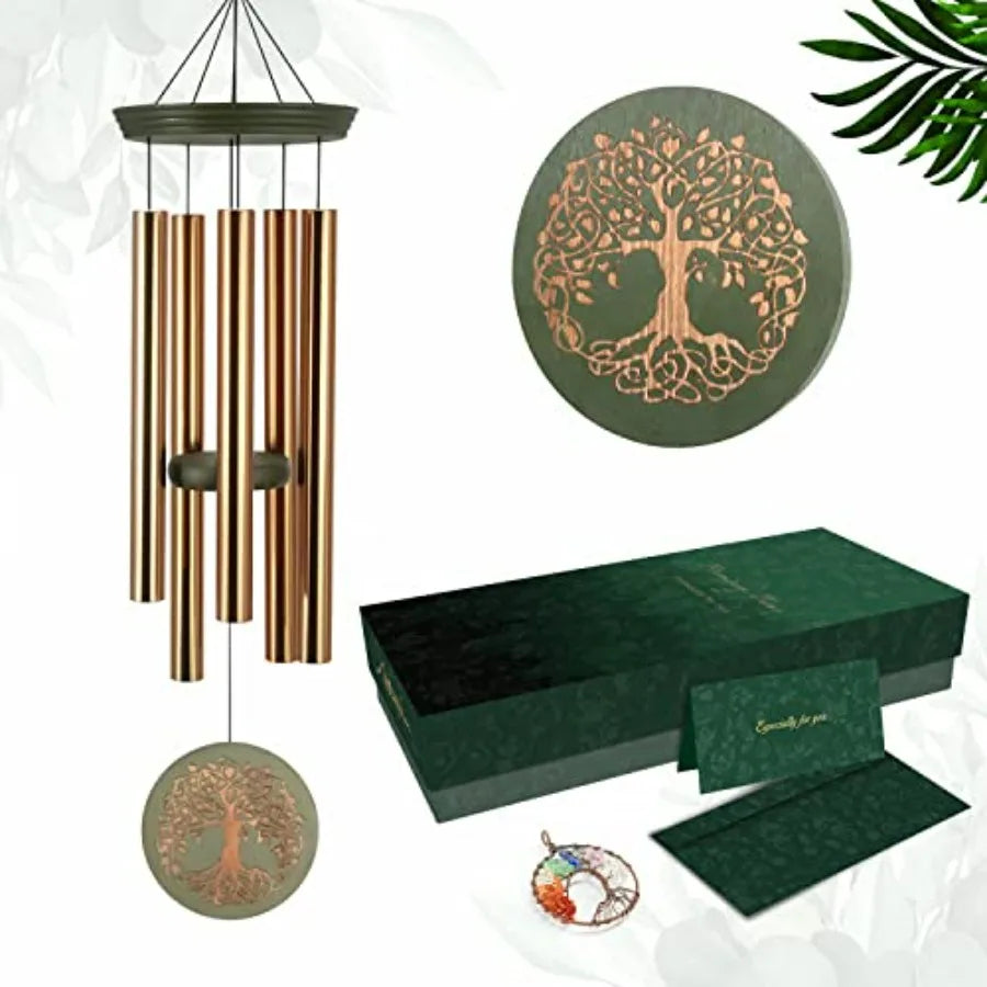 Wind Chimes for Outside, Large Garden Hanging Decor with Tree of Life Engraving