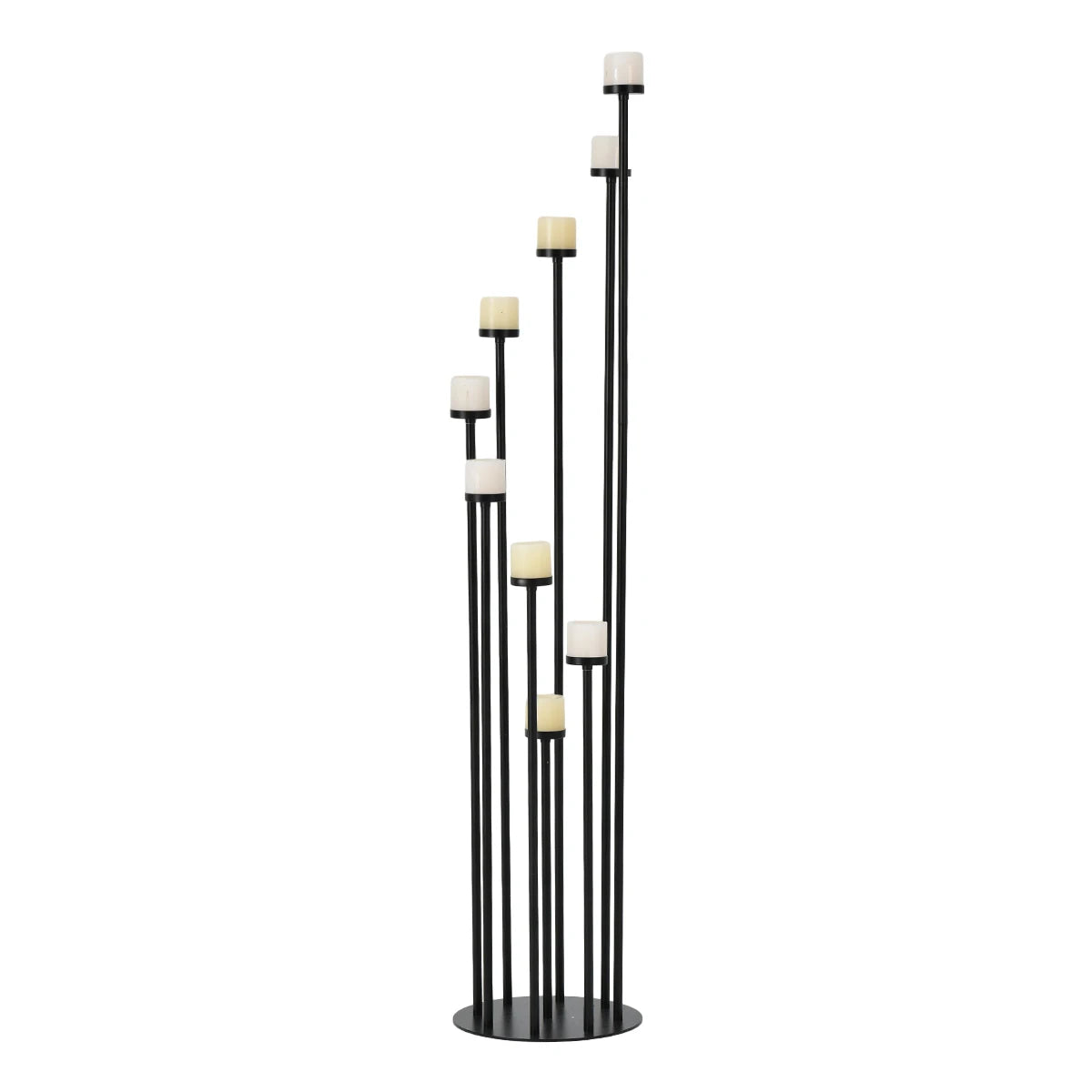 Elegant Metal Floor Candle Holders Nine Arm Taper Centerpiece Stand