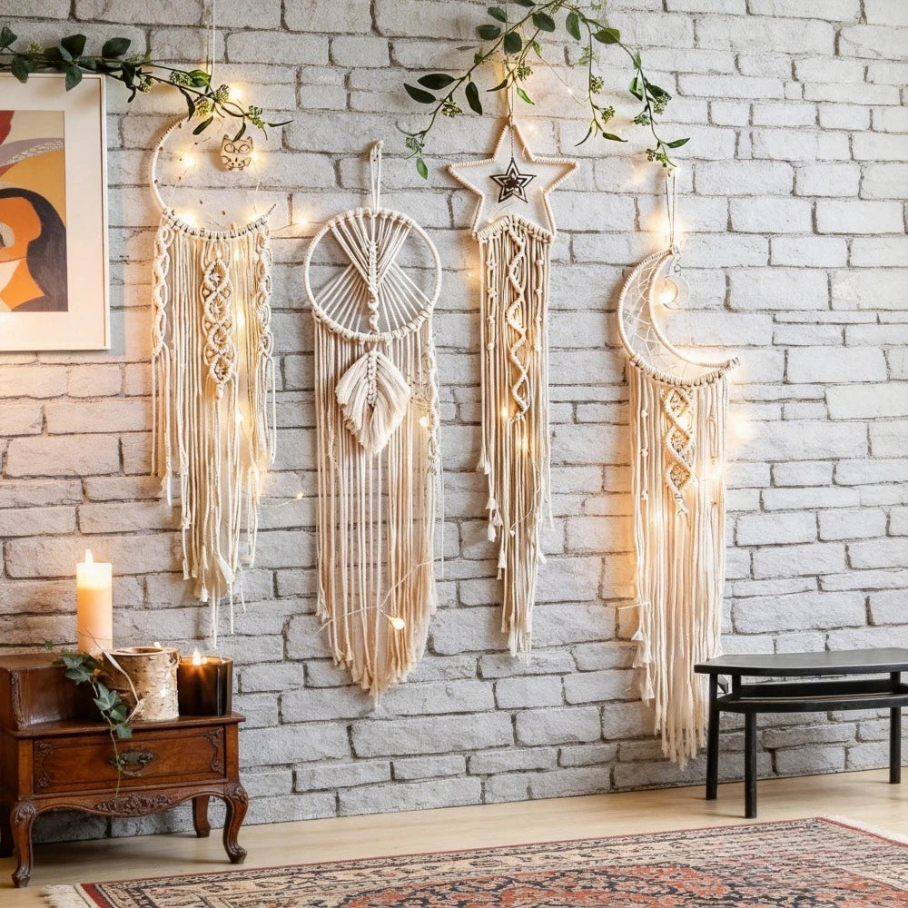 Boho Dream Catcher Set 4 Piece Scandinavian Wall Decor