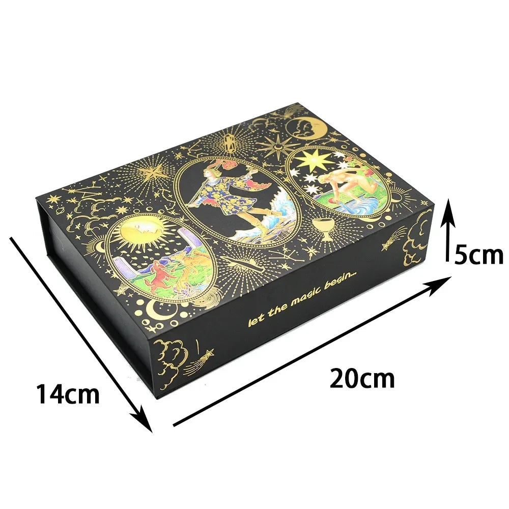 Gold Foil Tarot Card Deck Gift Box Sun Feather Design