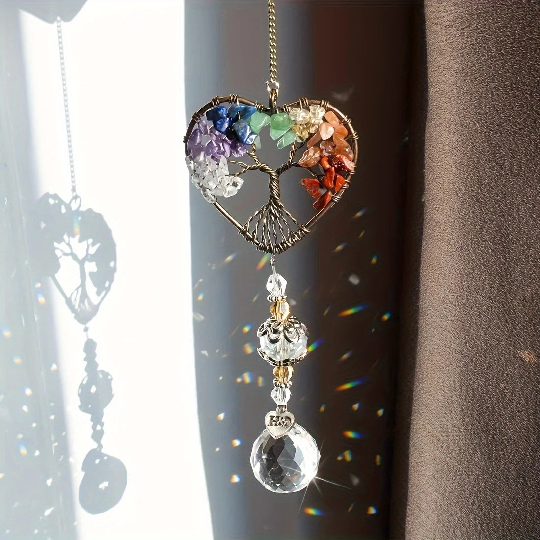 Rainbow Crystal Sun Catcher Tree of Life Window Ornament