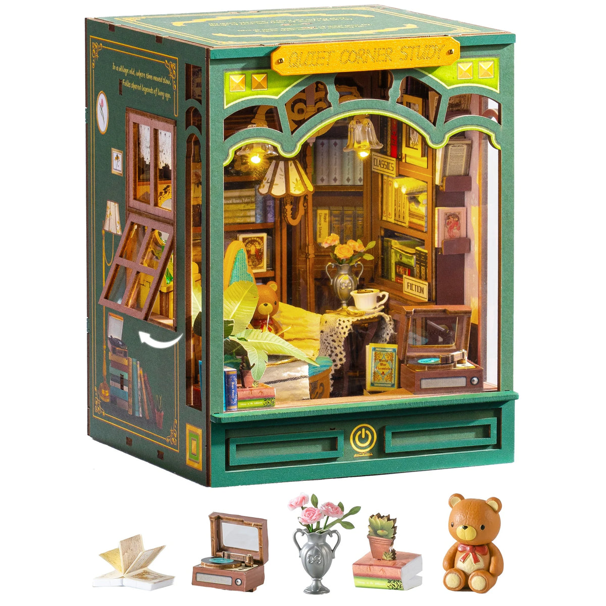 Rolife Quiet Corner Study Book Nook Diy Miniature Model Kit