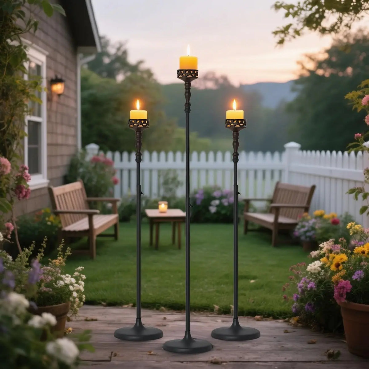 Vincigant Matte Metal Floor Candle Holders For Pillar Candles