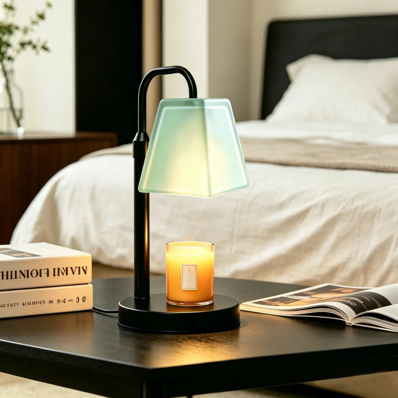 Glass Shade Candle Warmer With 4 Key Timer US Plug