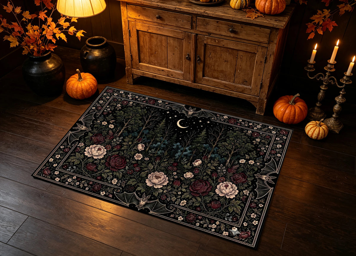 Dark Gothic Style Velvet Rug For Living Room Home Decor