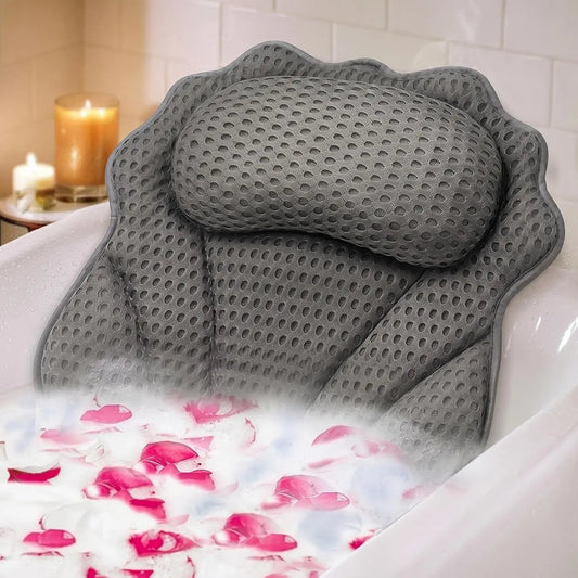 Ergonomic Bath Pillow With 6 Suction Cups For All Bathtubs