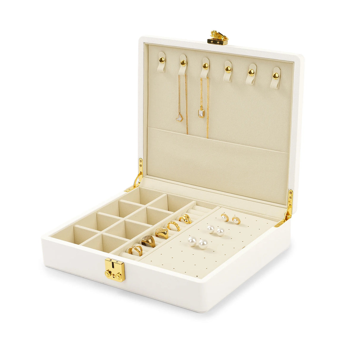 Oirlv Velvet Jewelry Box With Secure Lock And Dividers