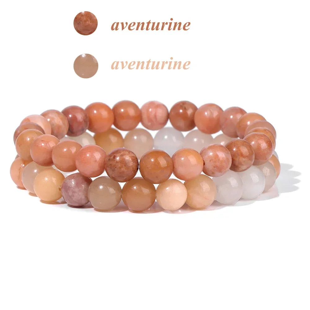 GolbalJew 2-Piece Natural Stone Bead Bracelet Set Unisex Fashion Gift
