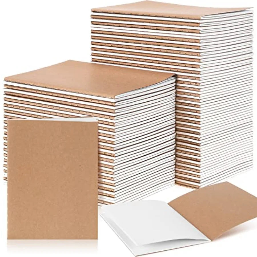 Kraft Paper Notebooks 150 Pack Blank Page Sewn Travel Journal