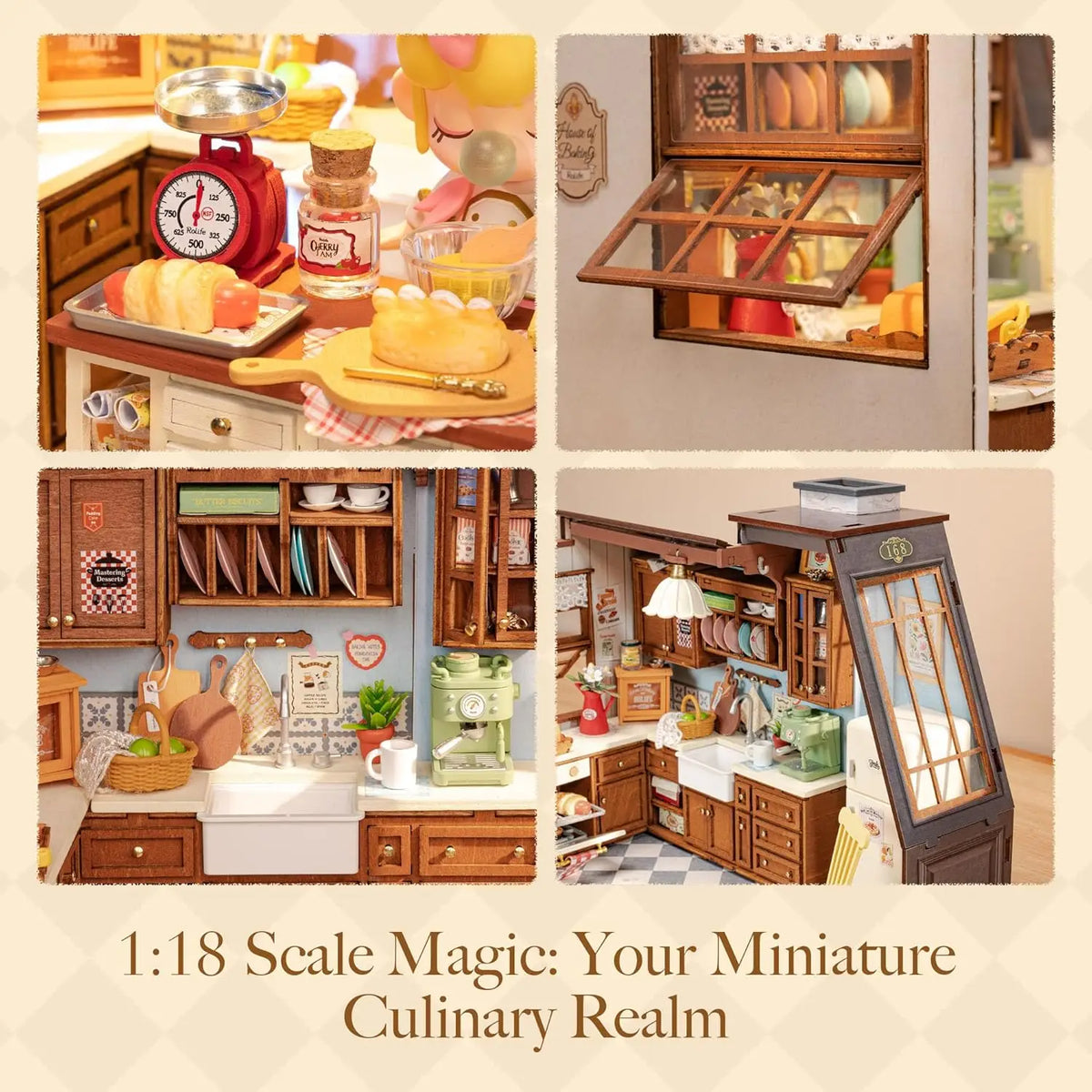 Robotime DIY Miniature Baking Kitchen Dollhouse Book Nook Kit