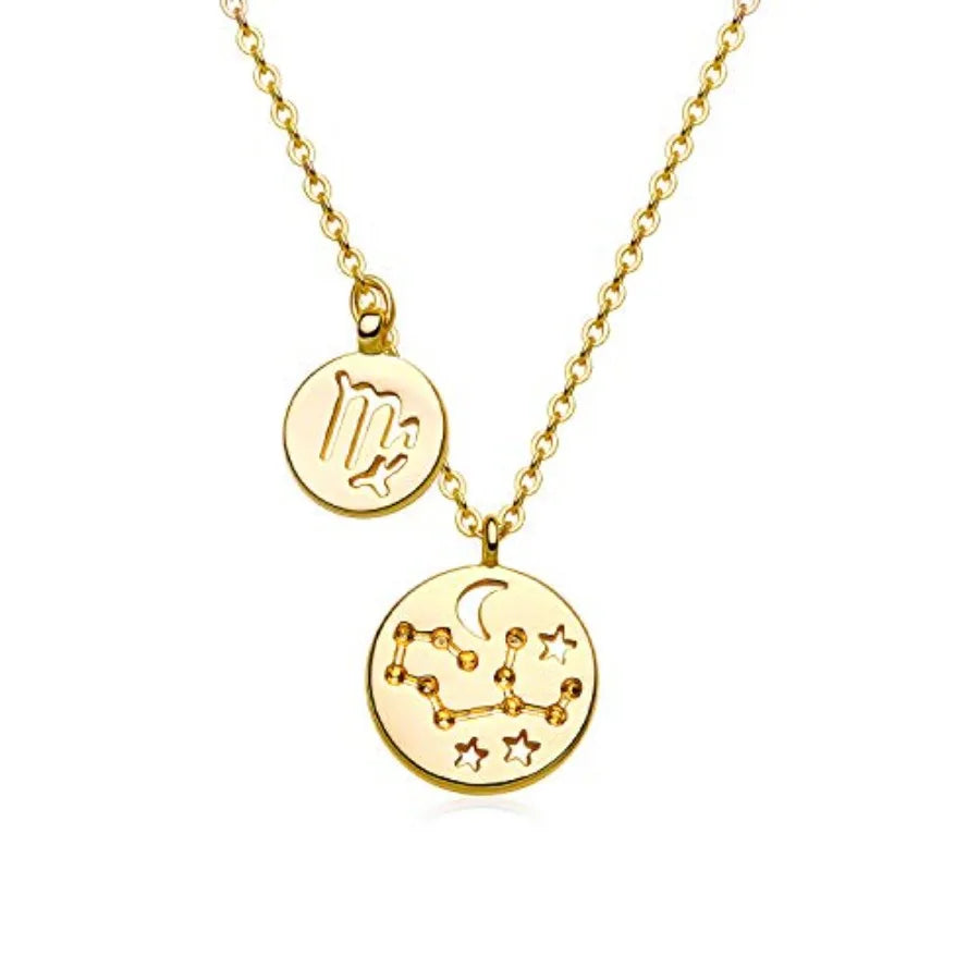 18K Gold Plated Astrology Zodiac Necklace With Constellation Pendant