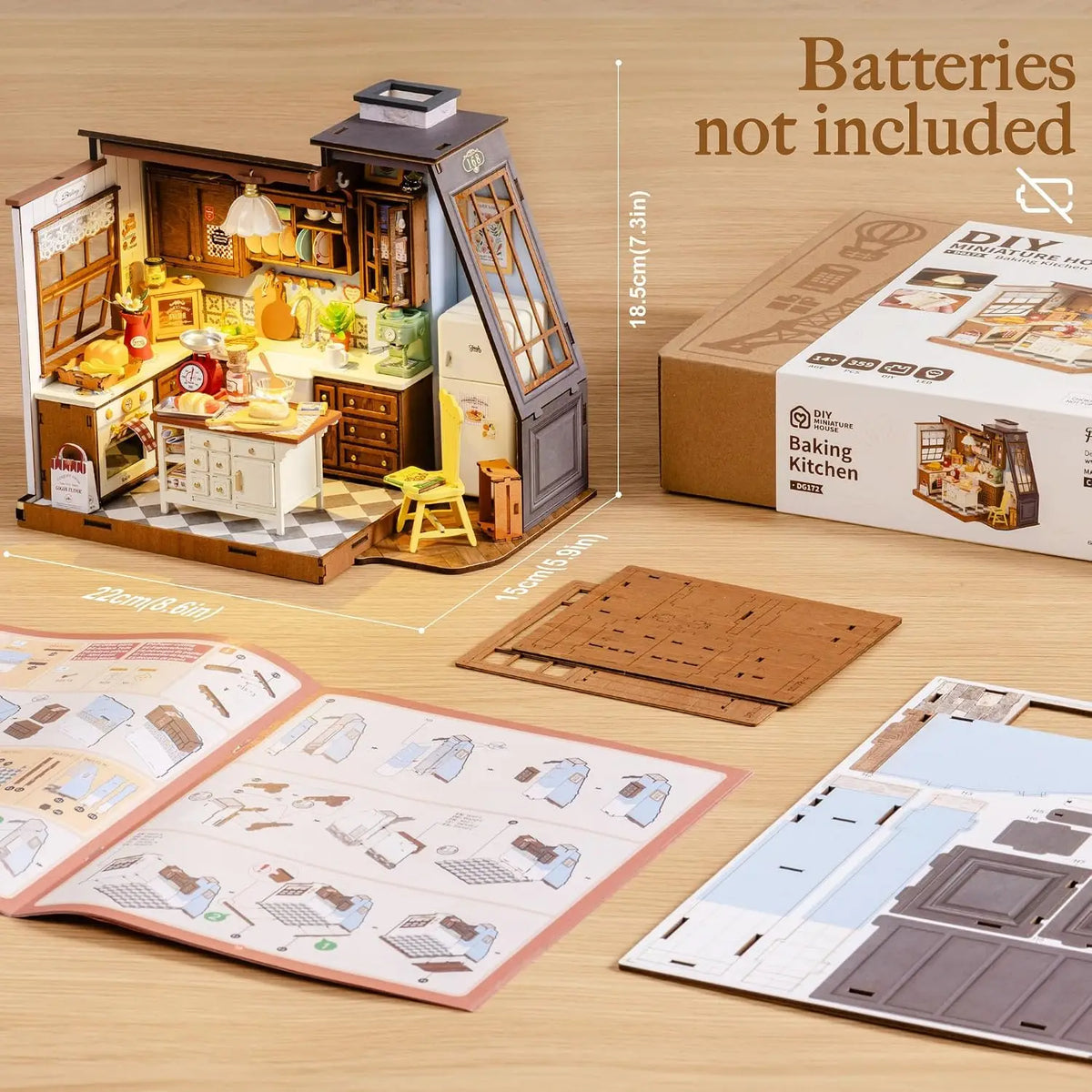 Robotime DIY Miniature Baking Kitchen Dollhouse Book Nook Kit