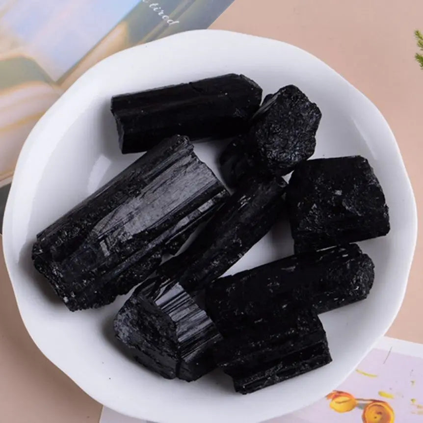 Natural Black Tourmaline Rough Crystal Column Mainland China Origin
