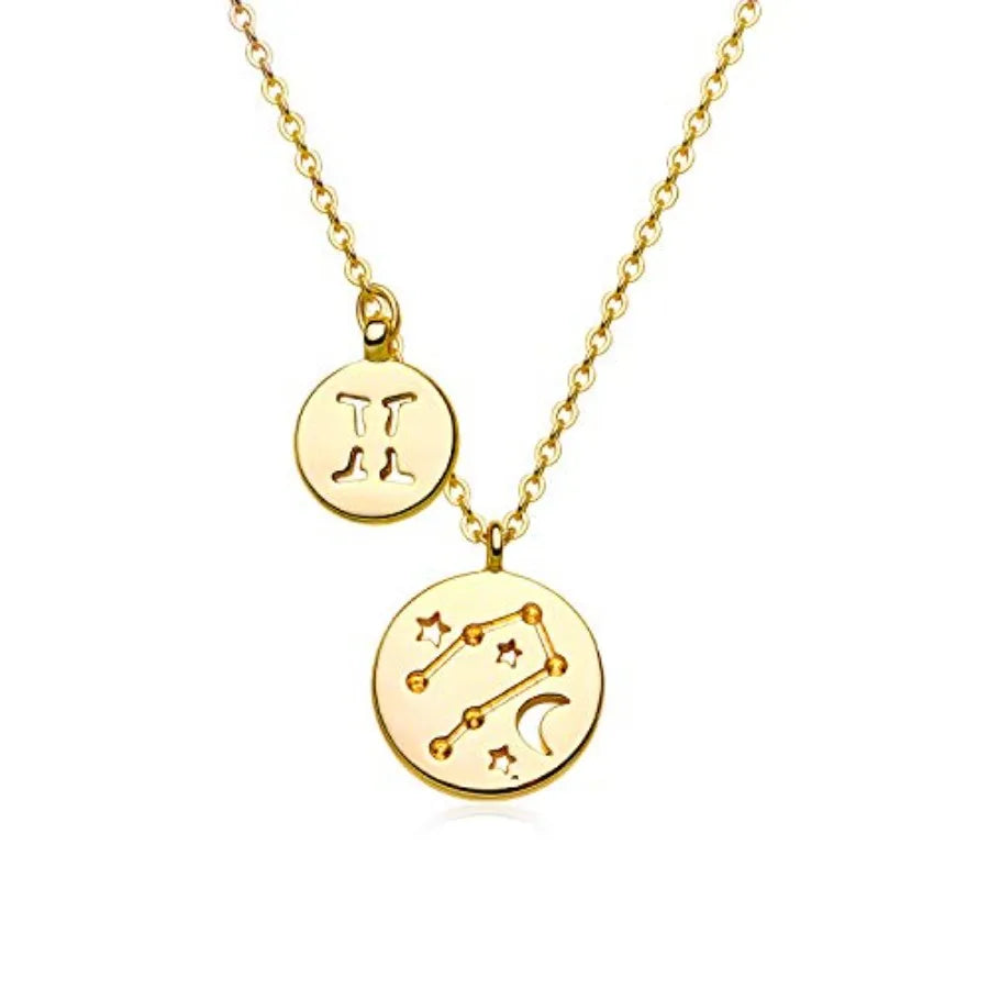 18K Gold Plated Astrology Zodiac Necklace With Constellation Pendant