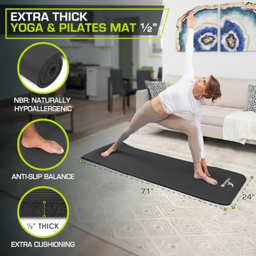 Yoga And Pilates Mat With Carrying Strap EVA High Density