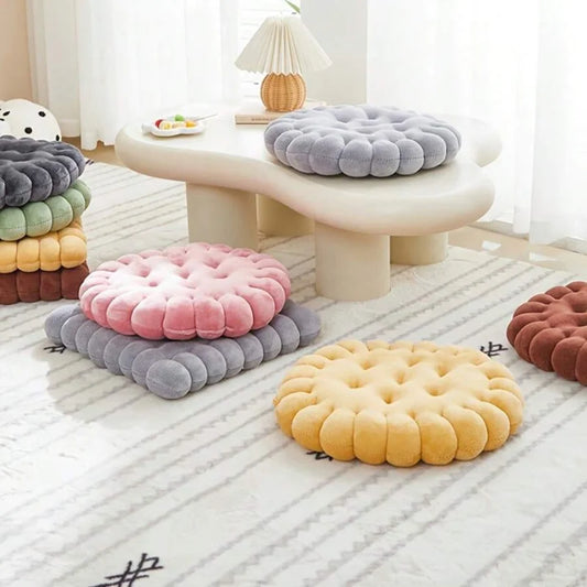 Biscuit Shaped Meditation Cushion Breathable Cotton Floor Pillow